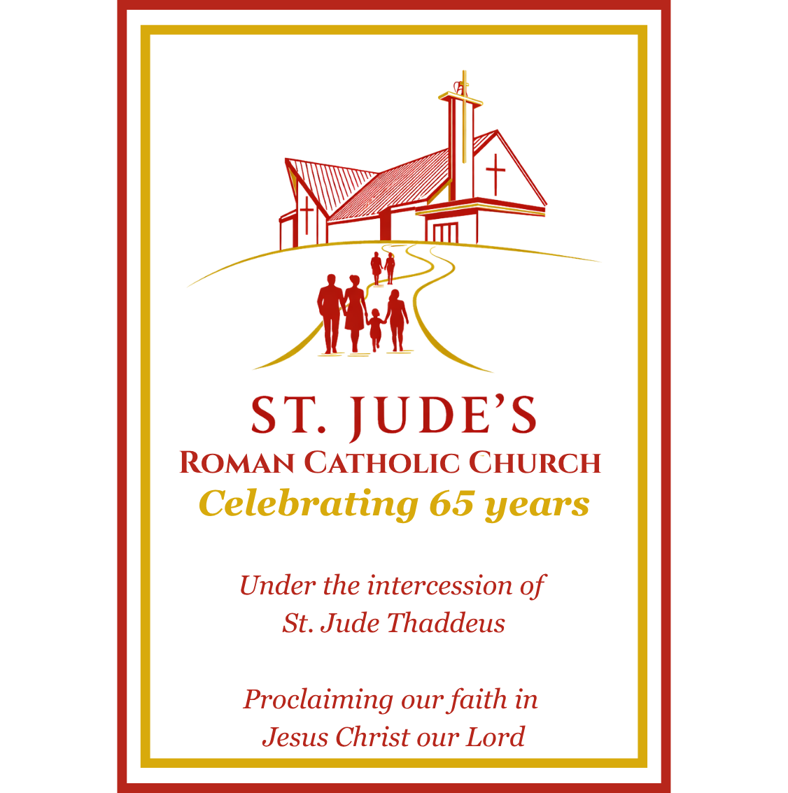 65th Logo Depicts people walking up to the church, with the 65th Logo for the Anniversary