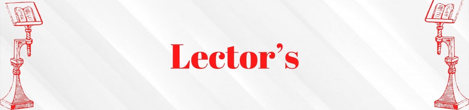 The word Lector's written in red on a white background